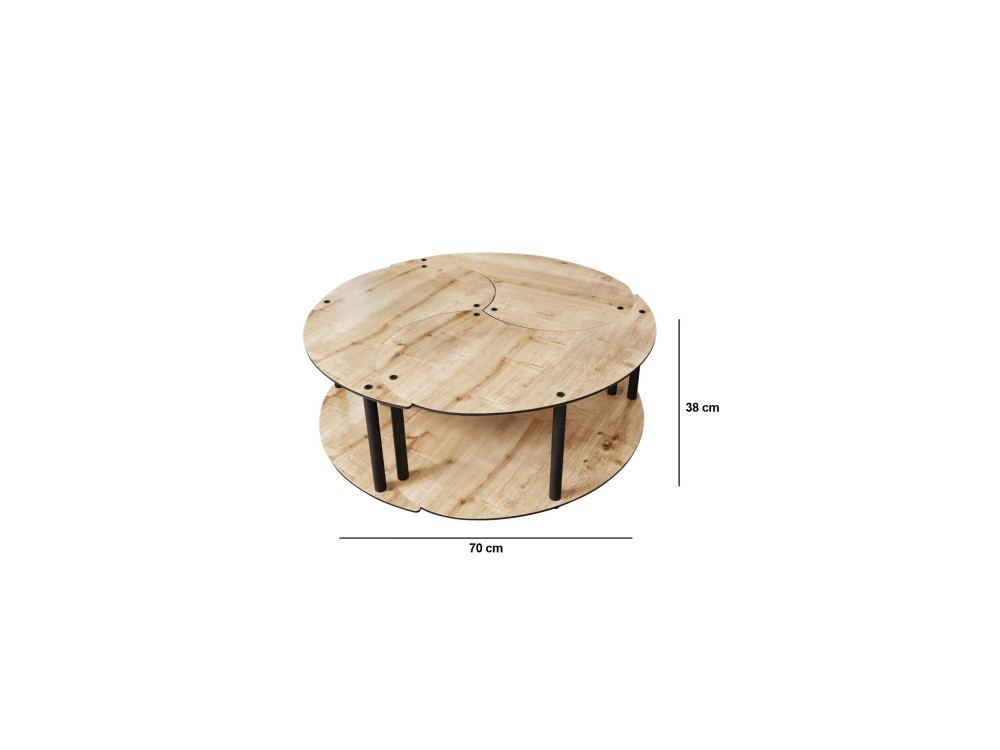 Conjunto de mesa de centro em madeira "Yin" 70 x 70 x 38 cm - Carvalho