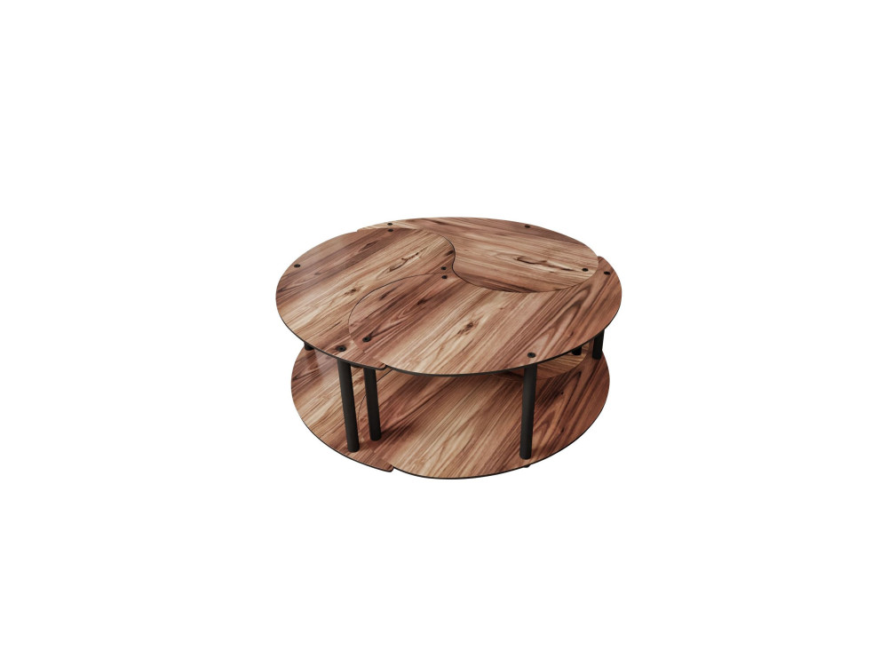 Conjunto de mesa de centro em madeira "Yin" 70 x 70 x 38 cm - Nogueira