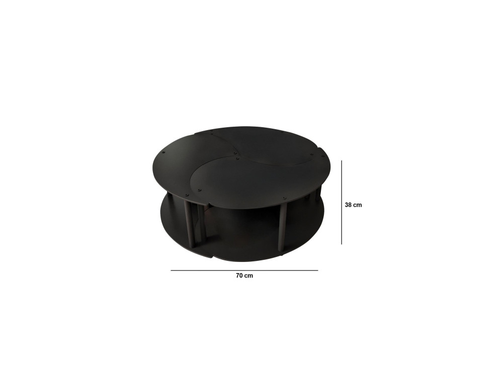 Conjunto de mesa de centro em madeira "Yin" 70 x 70 x 38 cm - Preto