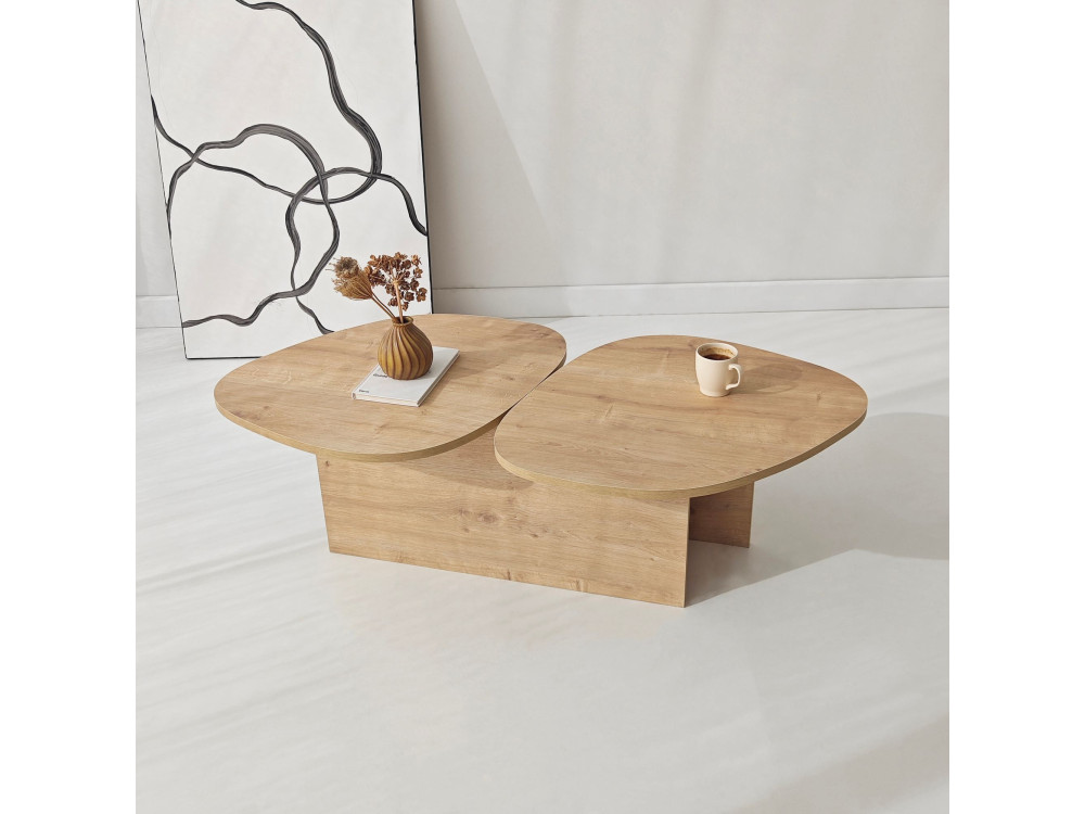 Mesa de centro de madeira "Stones" 125 x 60 x 38 cm - Carvalho safira