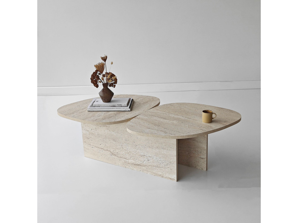 Mesa de apoio de madeira "Stones" 125 x 60 x 38 cm - Travertino