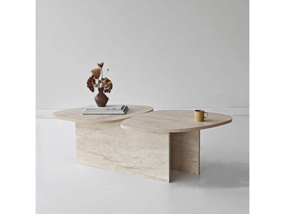 Mesa de apoio de madeira "Stones" 125 x 60 x 38 cm - Travertino