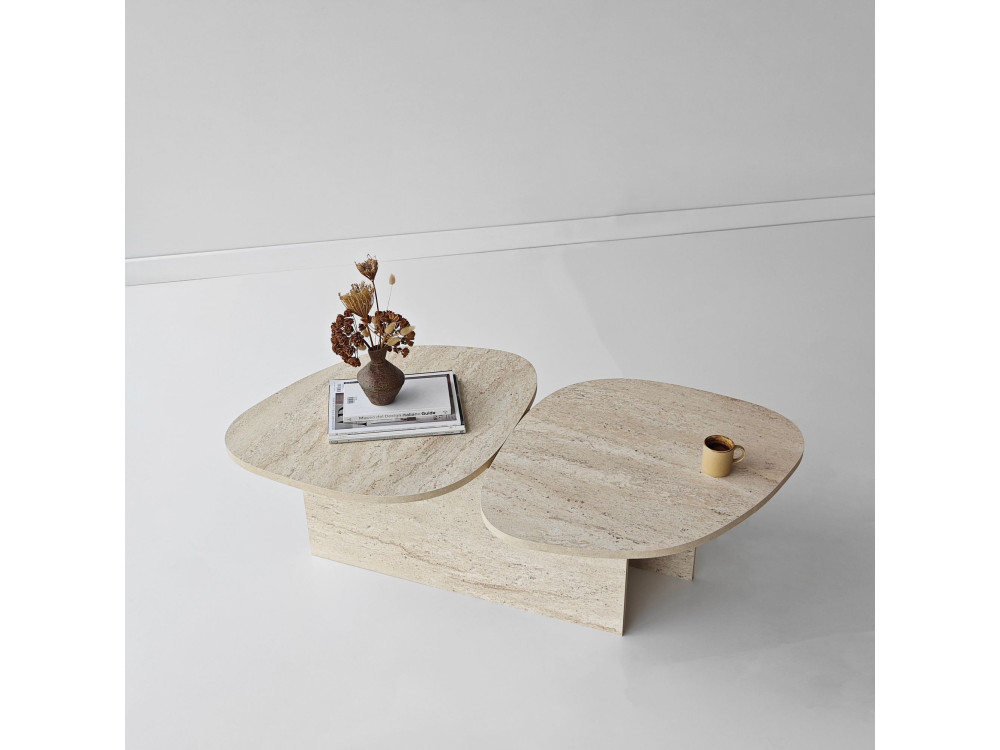 Mesa de apoio de madeira "Stones" 125 x 60 x 38 cm - Travertino