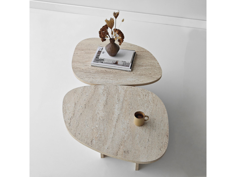 Mesa de apoio de madeira "Stones" 125 x 60 x 38 cm - Travertino