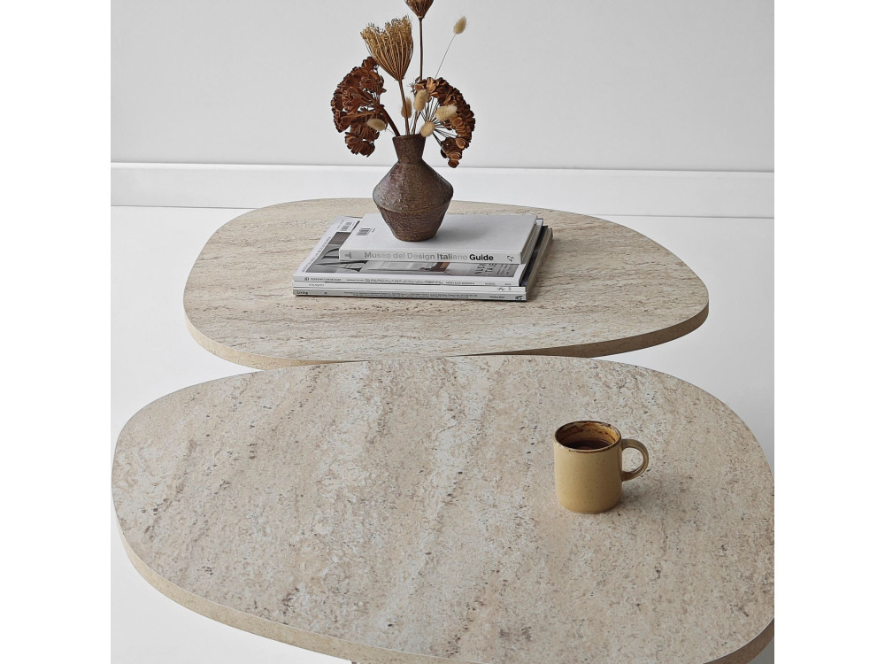 Mesa de apoio de madeira "Stones" 125 x 60 x 38 cm - Travertino
