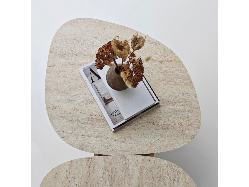 Mesa de apoio de madeira "Stones" 125 x 60 x 38 cm - Travertino