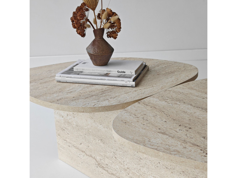Mesa de apoio de madeira "Stones" 125 x 60 x 38 cm - Travertino