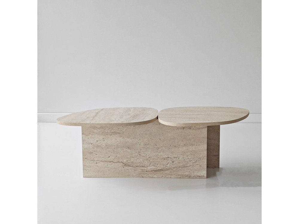 Mesa de apoio de madeira "Stones" 125 x 60 x 38 cm - Travertino