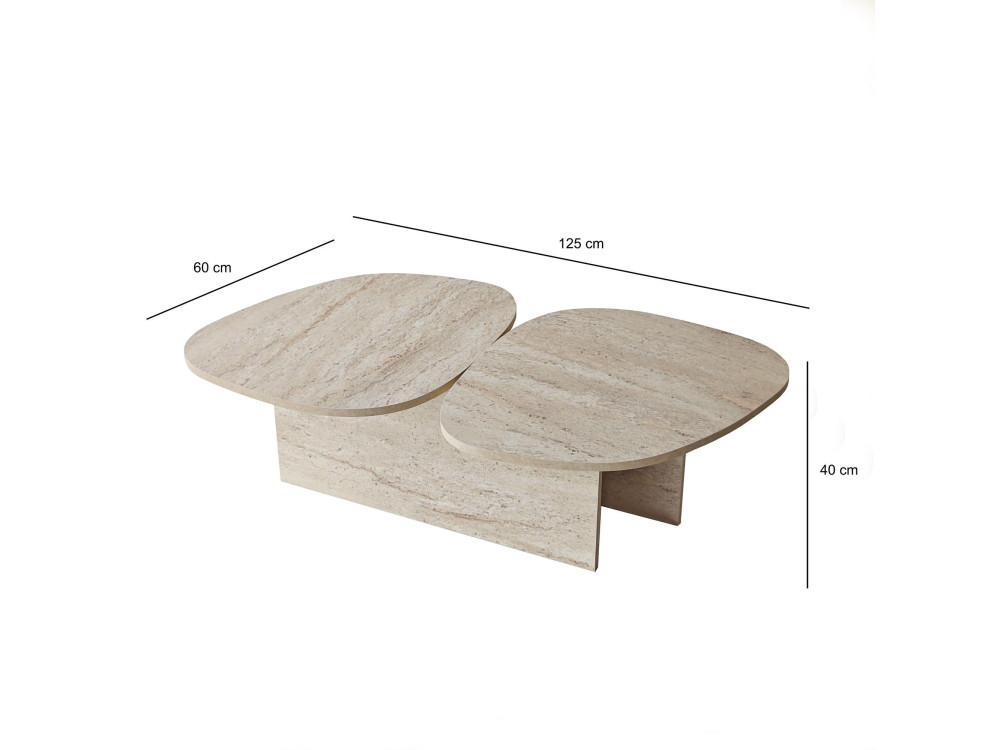 Mesa de apoio de madeira "Stones" 125 x 60 x 38 cm - Travertino
