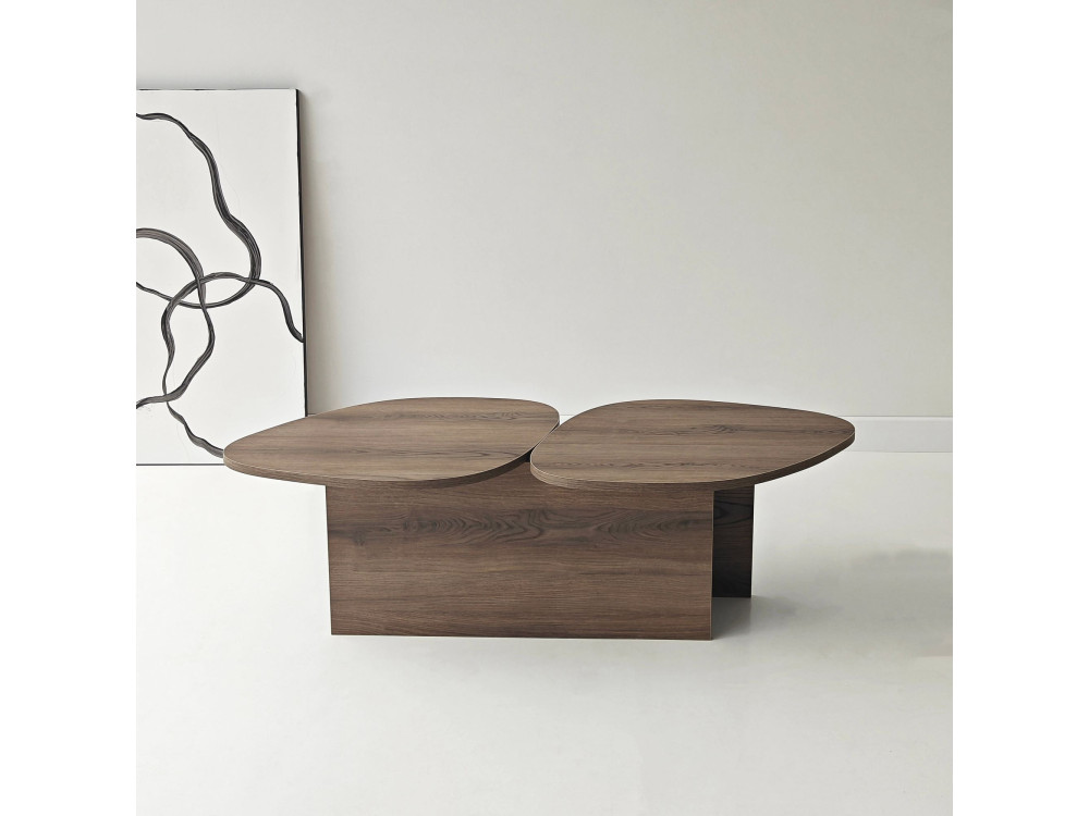Mesa de centro de madeira "Stones" 125 x 60 x 38 cm - Nogueira