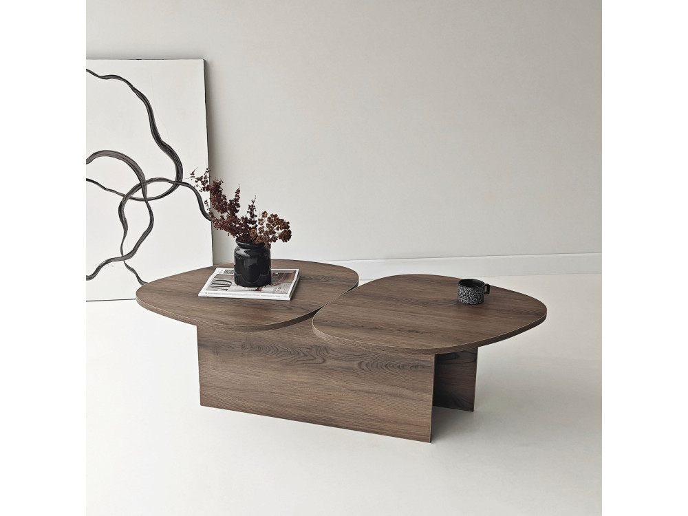 Mesa de centro de madeira "Stones" 125 x 60 x 38 cm - Nogueira
