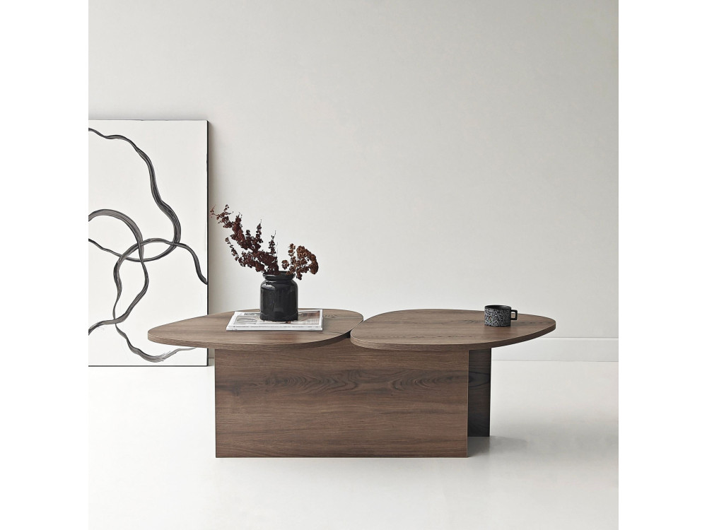 Mesa de centro de madeira "Stones" 125 x 60 x 38 cm - Nogueira