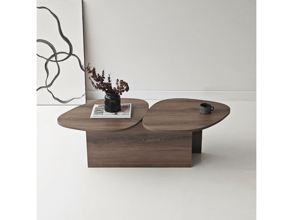 Mesa de centro de madeira "Stones" 125 x 60 x 38 cm - Nogueira