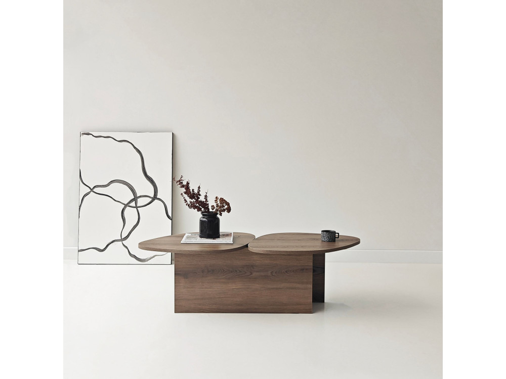 Mesa de centro de madeira "Stones" 125 x 60 x 38 cm - Nogueira