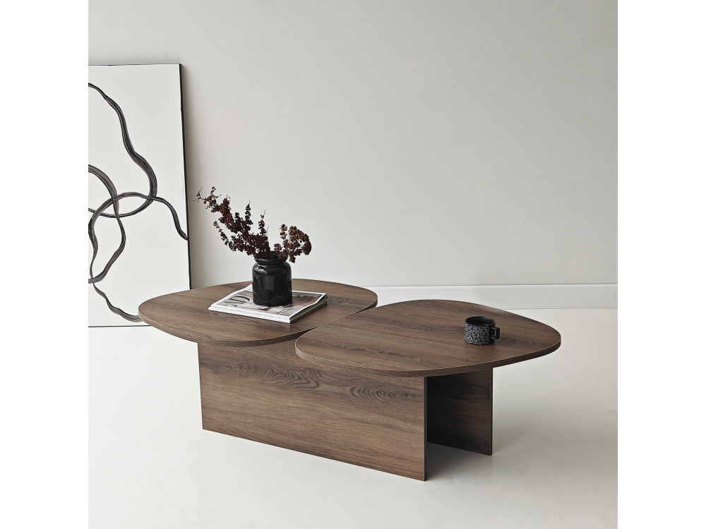 Mesa de centro de madeira "Stones" 125 x 60 x 38 cm - Nogueira