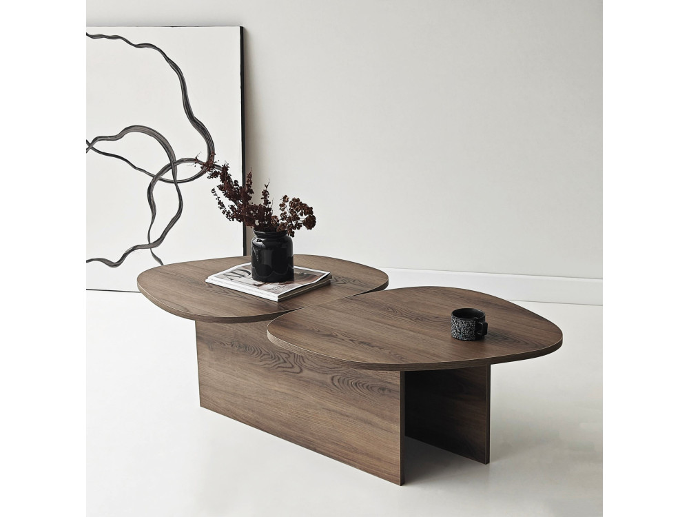 Mesa de centro de madeira "Stones" 125 x 60 x 38 cm - Nogueira