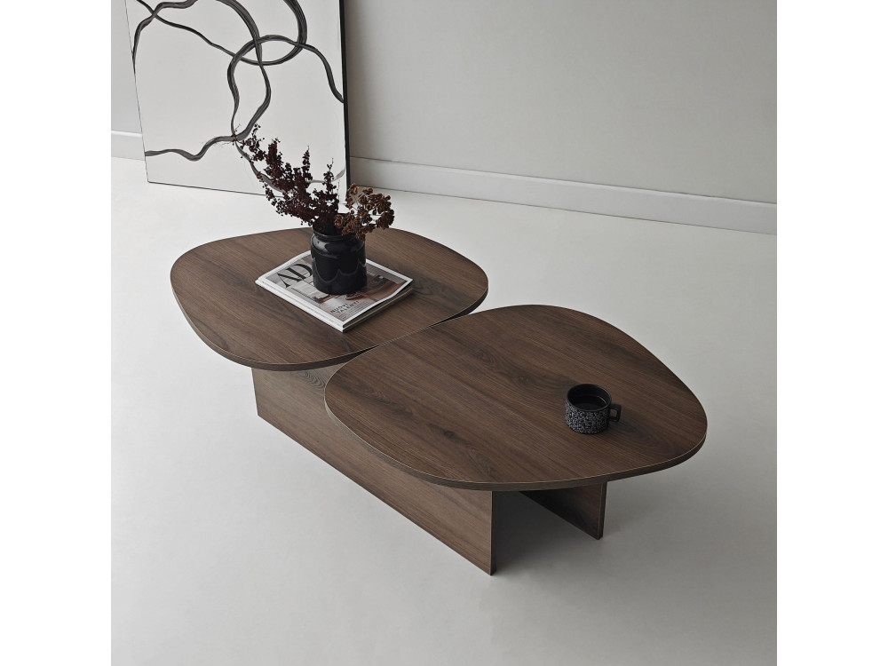 Mesa de centro de madeira "Stones" 125 x 60 x 38 cm - Nogueira
