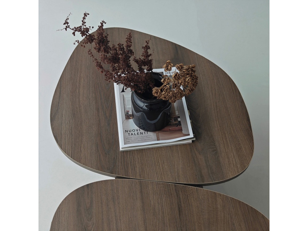 Mesa de centro de madeira "Stones" 125 x 60 x 38 cm - Nogueira