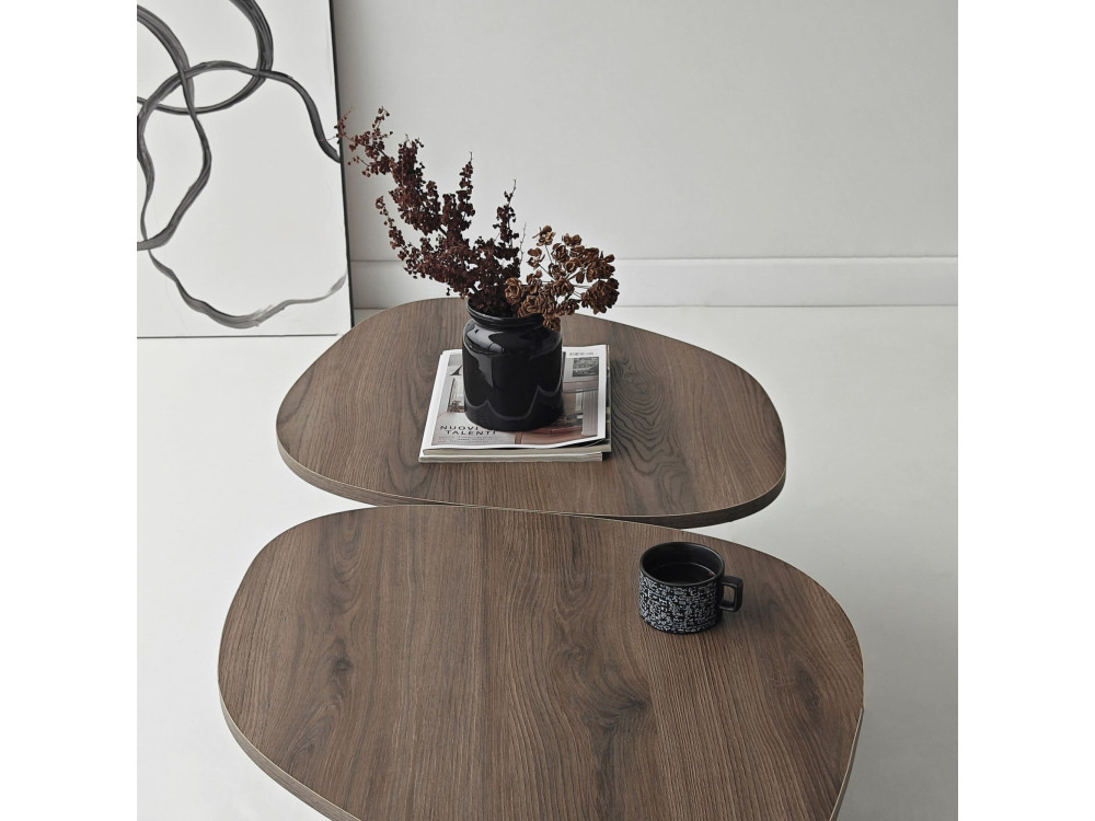 Mesa de centro de madeira "Stones" 125 x 60 x 38 cm - Nogueira