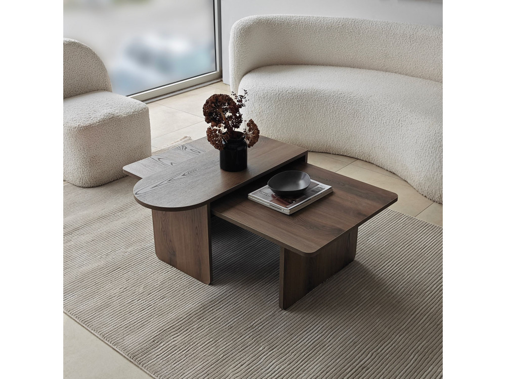 Conjunto de mesa de centro em madeira "Paris" 105 x 60 x 35 cm - Bronze