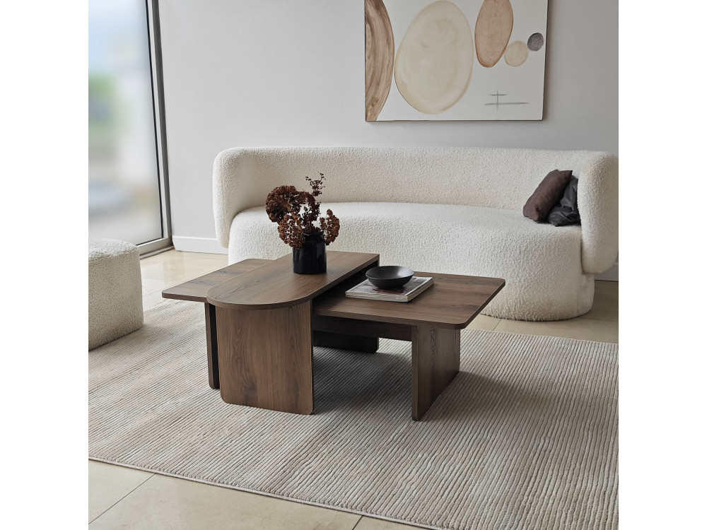 Conjunto de mesa de centro em madeira "Paris" 105 x 60 x 35 cm - Bronze