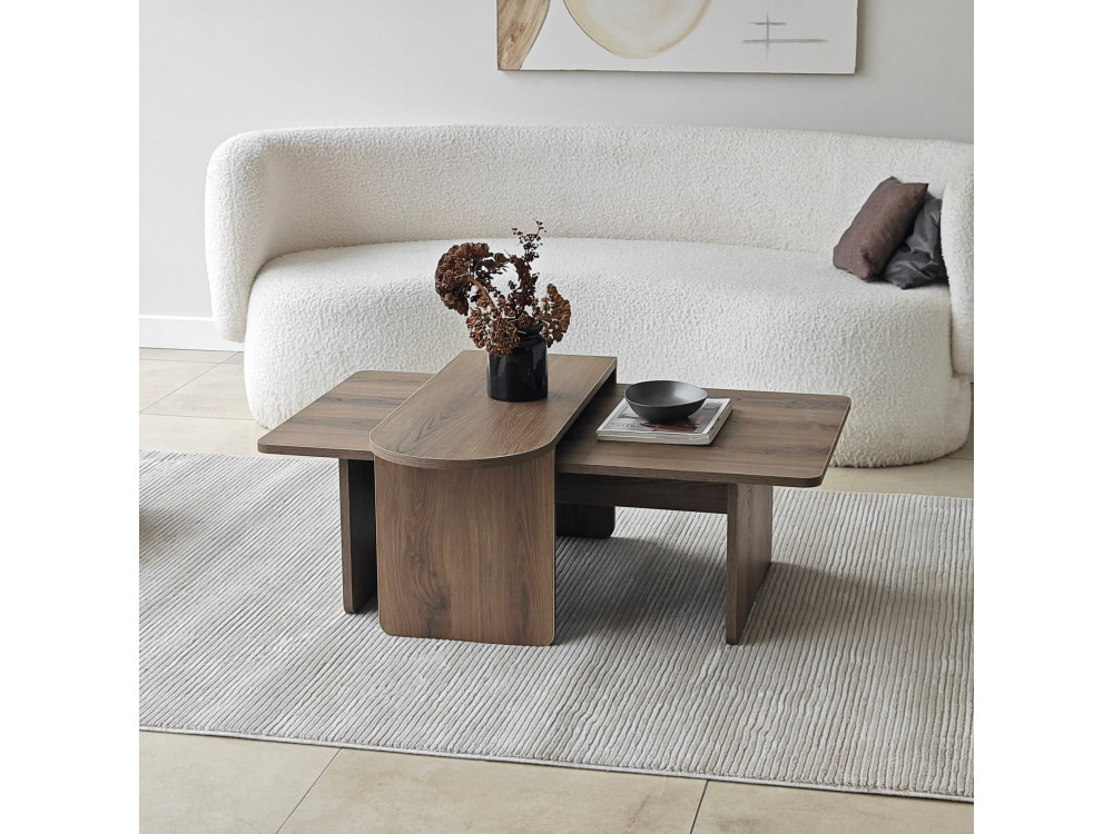 Conjunto de mesa de centro em madeira "Paris" 105 x 60 x 35 cm - Bronze