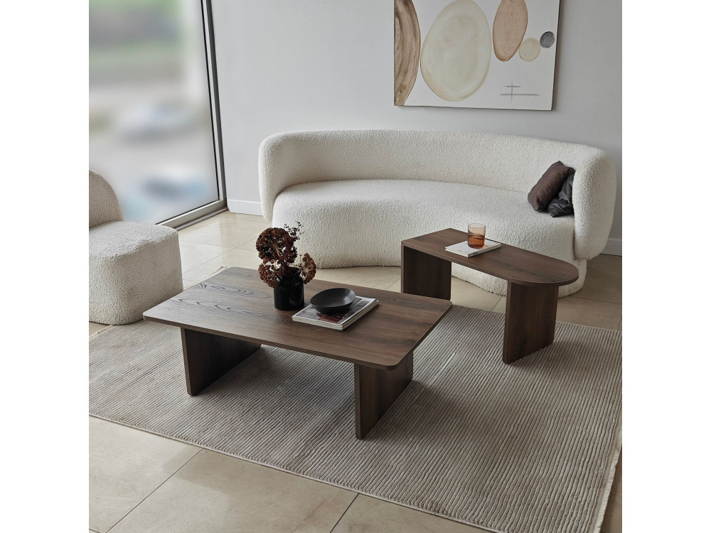 Conjunto de mesa de centro em madeira "Paris" 105 x 60 x 35 cm - Bronze