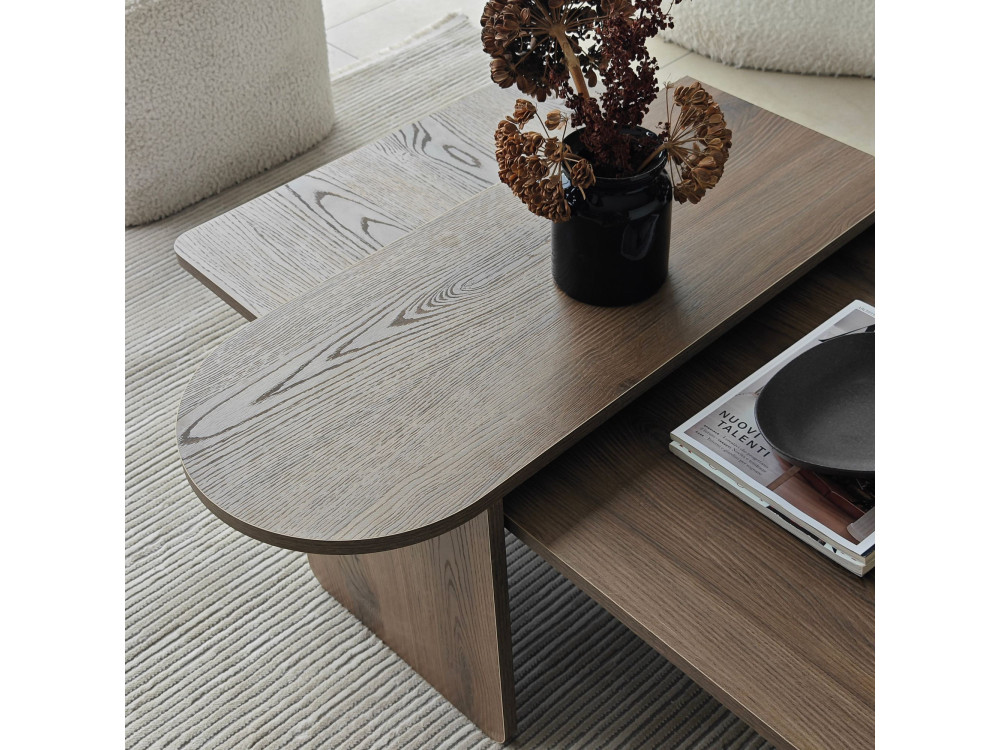 Conjunto de mesa de centro em madeira "Paris" 105 x 60 x 35 cm - Bronze