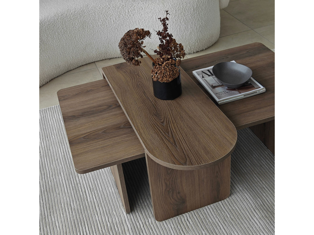 Conjunto de mesa de centro em madeira "Paris" 105 x 60 x 35 cm - Bronze