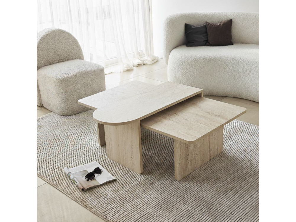 Conjunto de mesa de centro em madeira "Paris" 105 x 60 x 35 cm - Bronze