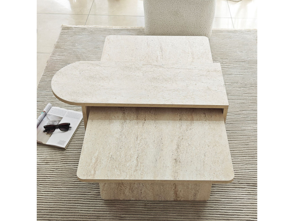Conjunto de mesa de centro em madeira "Paris" 105 x 60 x 35 cm - Bronze