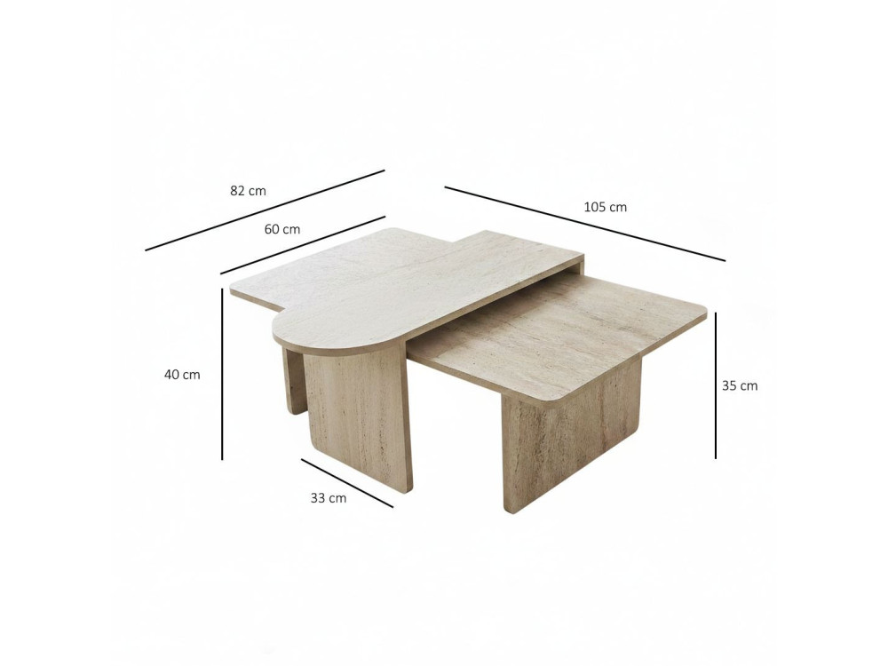 Conjunto de mesa de centro em madeira "Paris" 105 x 60 x 35 cm - Bronze
