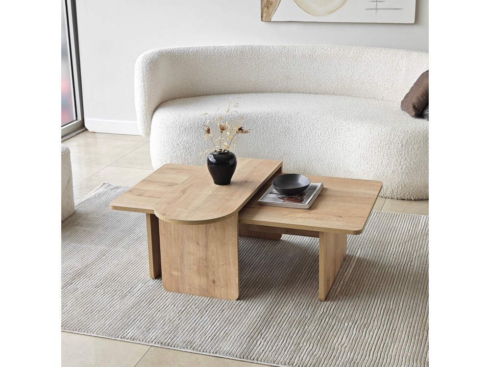 Conjunto de mesa de centro em madeira "Paris" 105 x 60 x 35 cm - Bronze