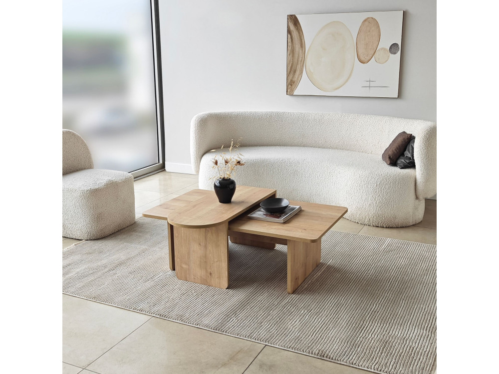 Conjunto de mesa de centro em madeira "Paris" 105 x 60 x 35 cm - Bronze