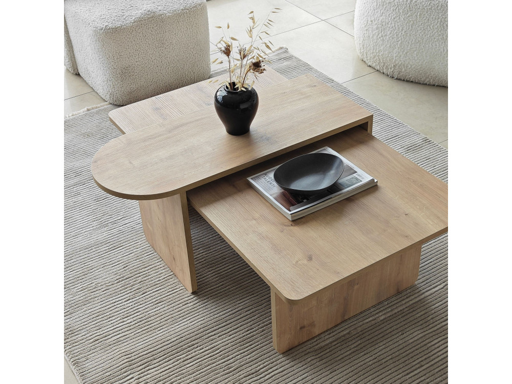 Conjunto de mesa de centro em madeira "Paris" 105 x 60 x 35 cm - Bronze
