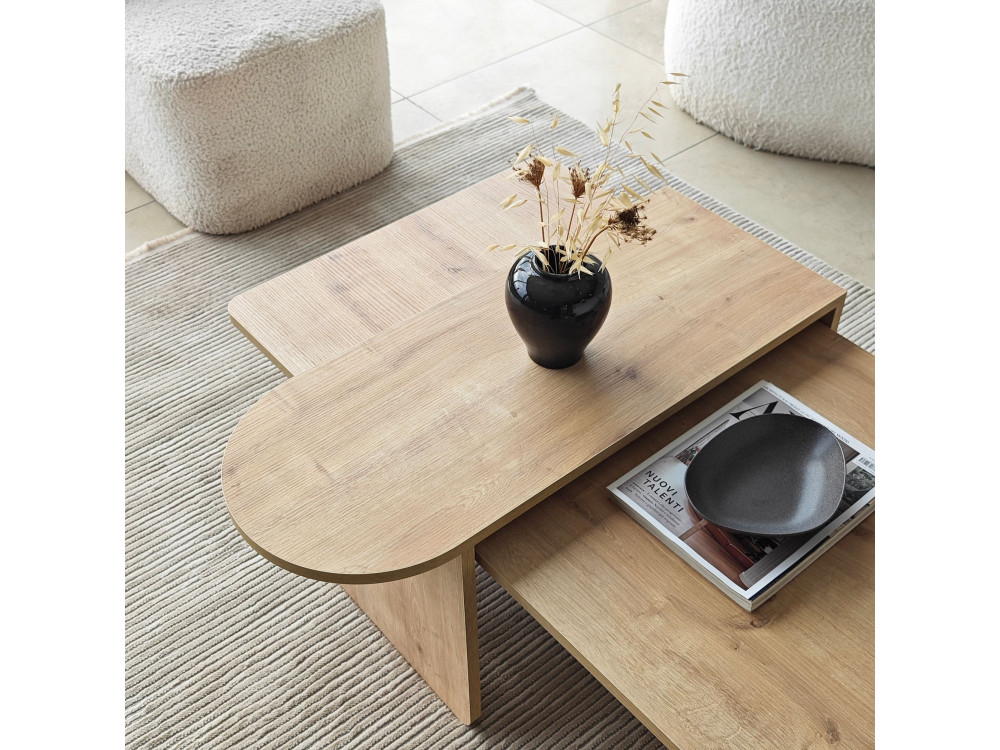 Conjunto de mesa de centro em madeira "Paris" 105 x 60 x 35 cm - Bronze