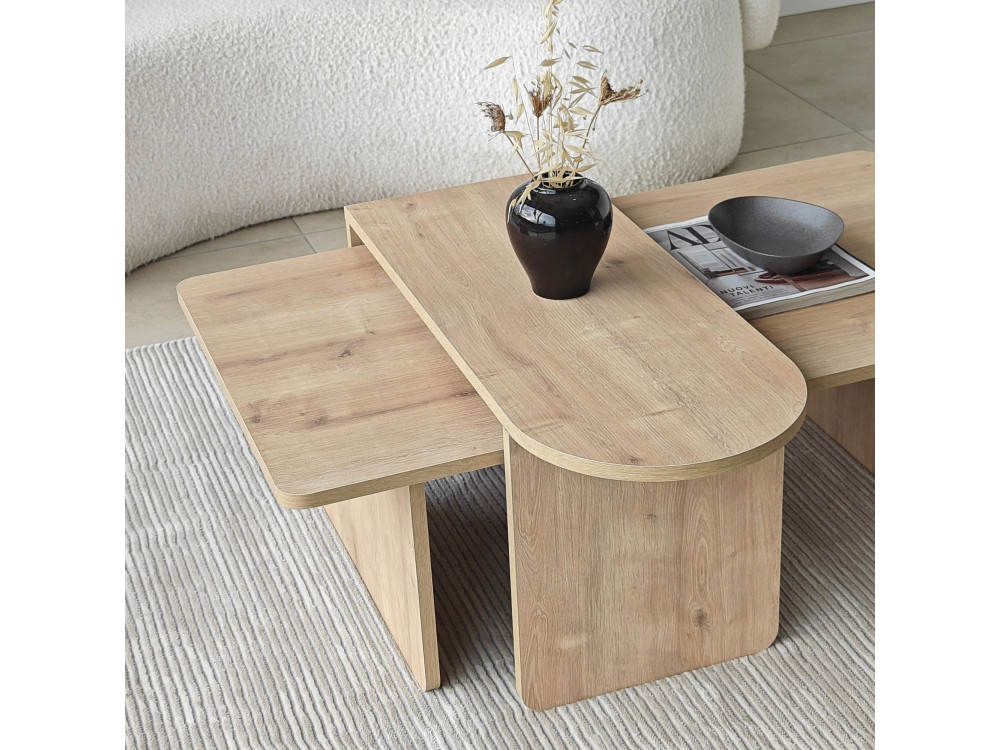 Conjunto de mesa de centro em madeira "Paris" 105 x 60 x 35 cm - Bronze