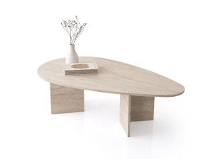 Mesa de centro de madeira "Flap" 139,5 x 79,5 x 42 cm - Travertino