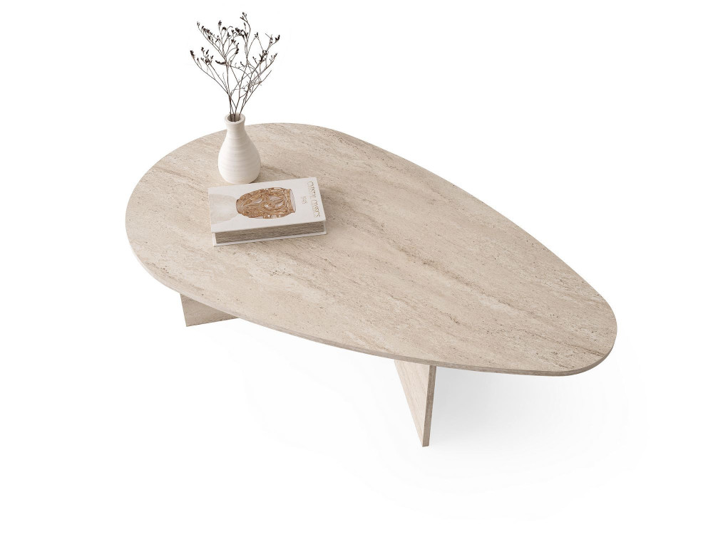 Mesa de centro de madeira "Flap" 139,5 x 79,5 x 42 cm - Travertino