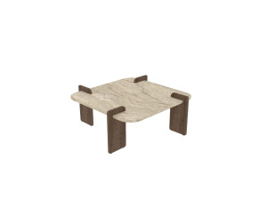 Mesa de centro de madeira "Afrolli" - 90 x 90 x 35 cm - Travertino
