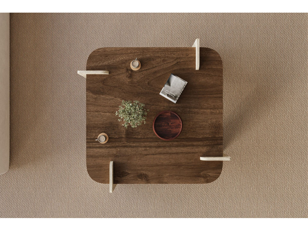 Mesa de centro de madeira "Afrolli" - 90 x 90 x 35 cm - Castanho