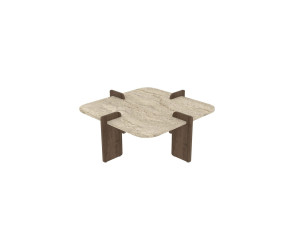 Mesa de centro em madeira "Poalla" - 90 x 90 x 35 cm - Travertino