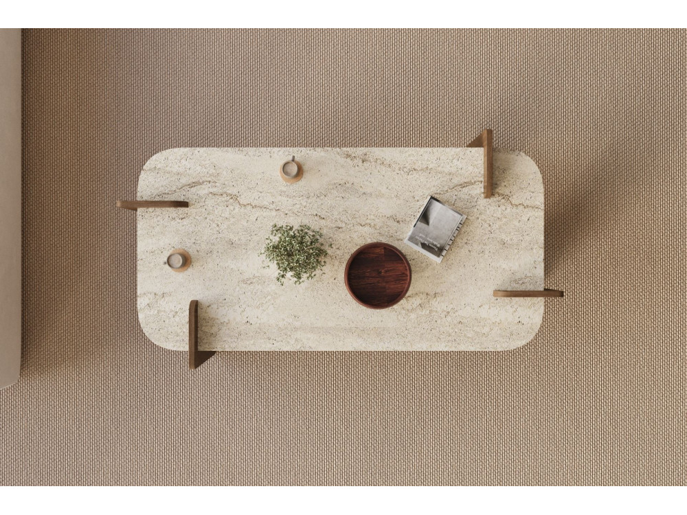 Mesa de centro de madeira "Leapiri" - 120 x 60 x 35 cm - Travertino