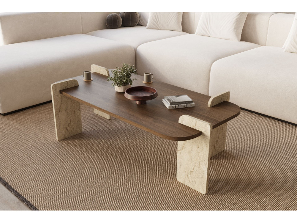 Mesa de centro de madeira "Leapiri" - 120 x 60 x 35 cm - Castanho