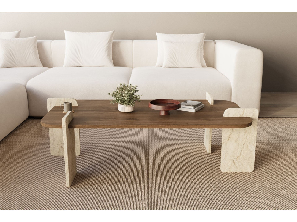 Mesa de centro de madeira "Leapiri" - 120 x 60 x 35 cm - Castanho
