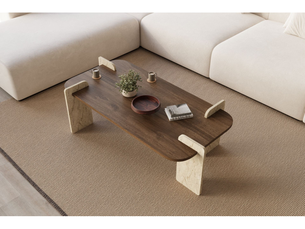 Mesa de centro de madeira "Leapiri" - 120 x 60 x 35 cm - Castanho