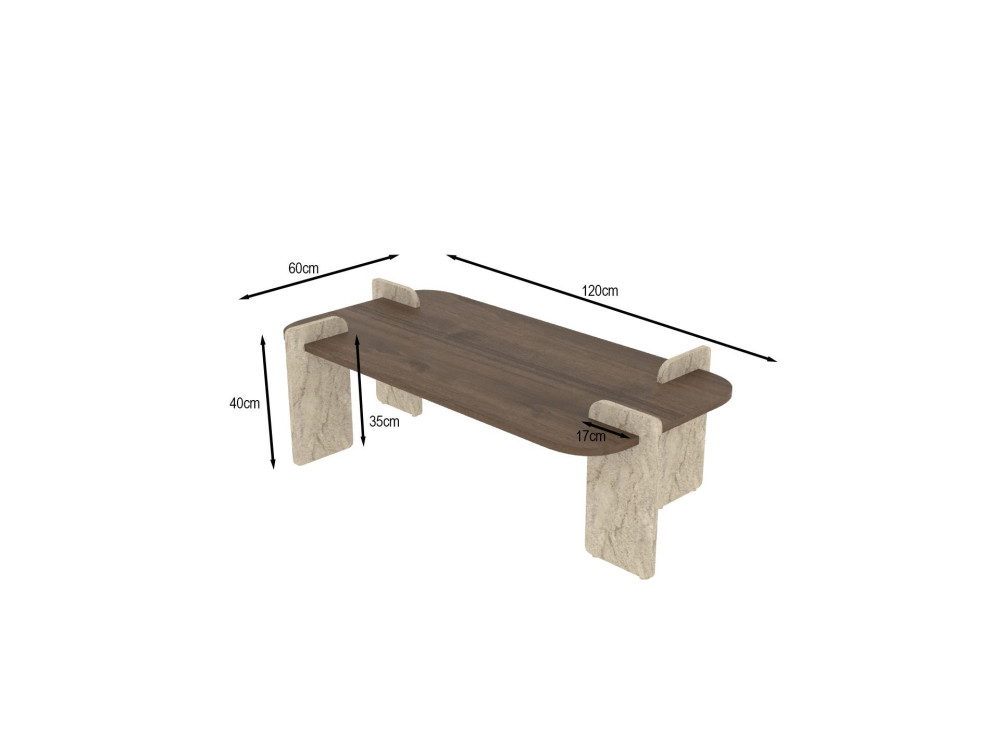 Mesa de centro de madeira "Leapiri" - 120 x 60 x 35 cm - Castanho