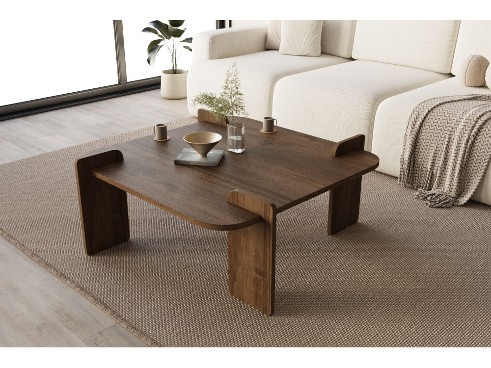 Mesa de centro de madeira "Woog" 90 x 90 x 35 cm - Nogueira