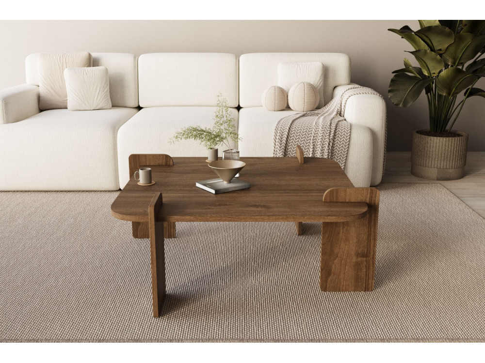 Mesa de centro de madeira "Woog" 90 x 90 x 35 cm - Nogueira