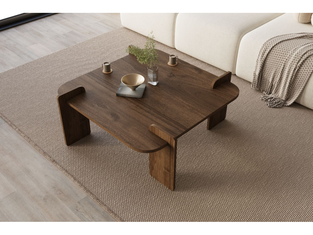 Mesa de centro de madeira "Woog" 90 x 90 x 35 cm - Nogueira